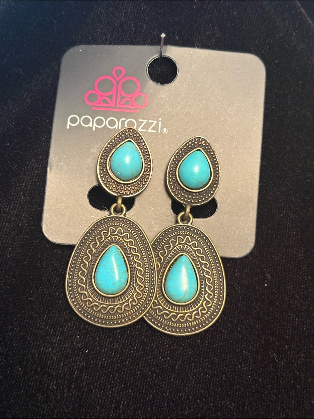 Paparazzi Turquoise Teardrop Clasp Dangle Earrings - Turquoise